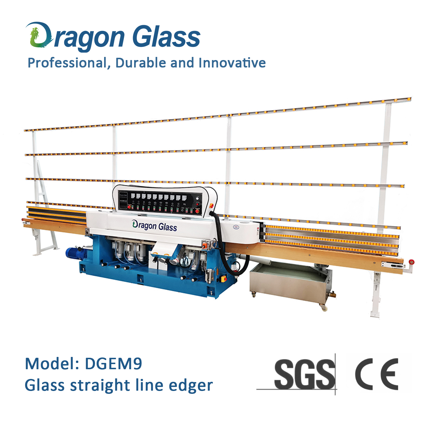Máquina canteadora de vidrio en línea recta con 11 motores DGEM11